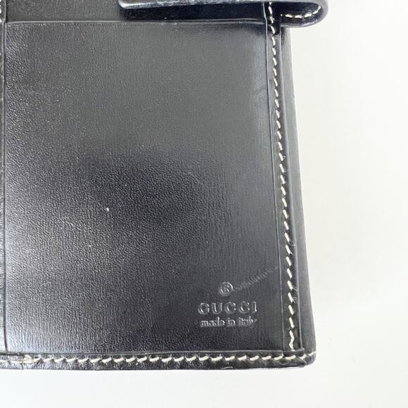 Gucci Authentic Black Leather Long Wallet with Logo Plate - Picture 13 of 14